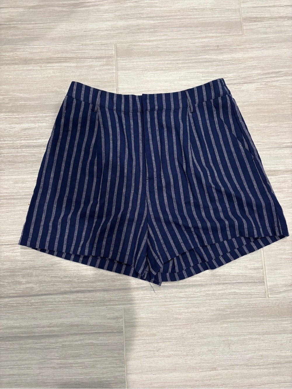 Love Tree Navy and Light Gray Vertical Stripe Shorts